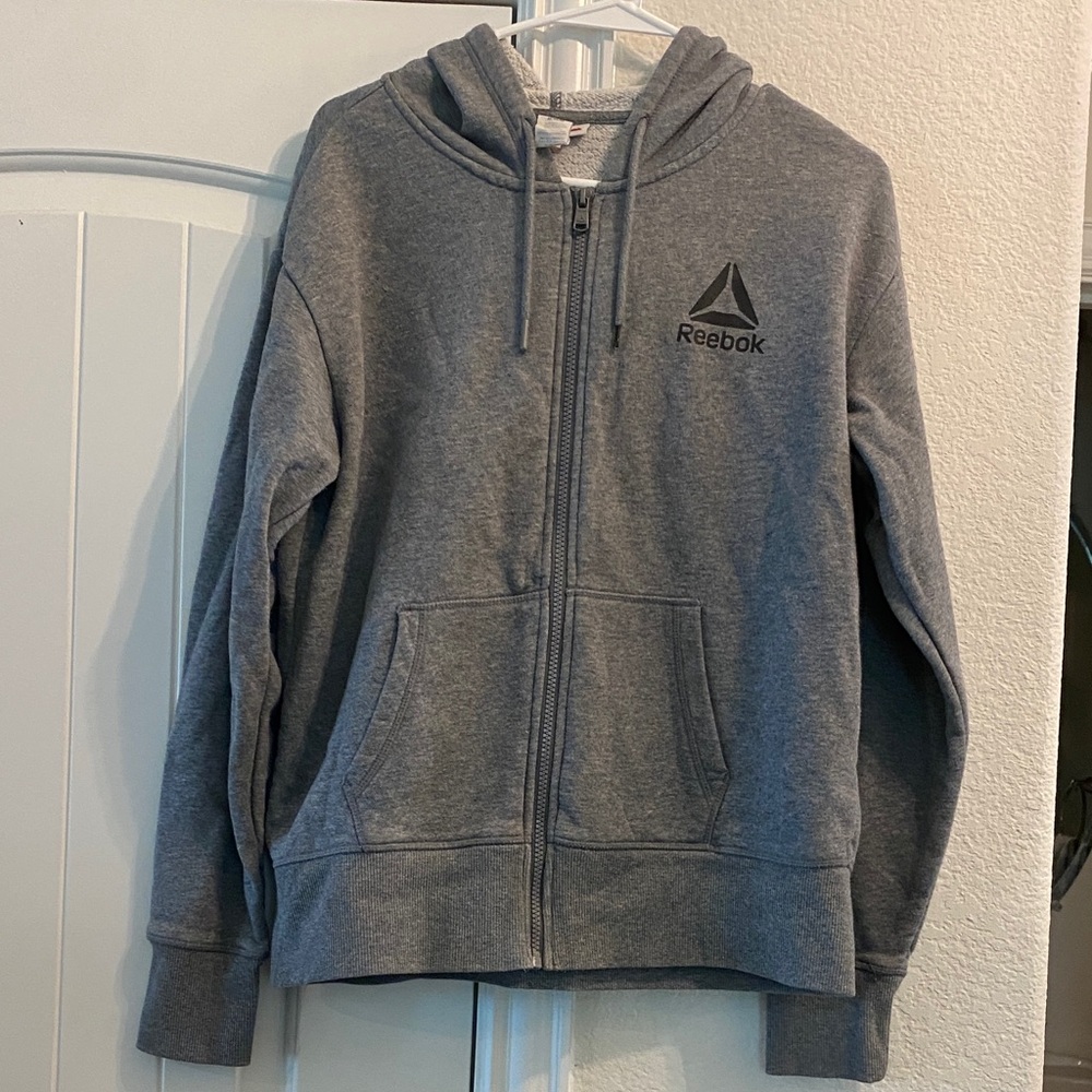 Reebok Charcoal Grey Full-Zip Hoodie, Sz M